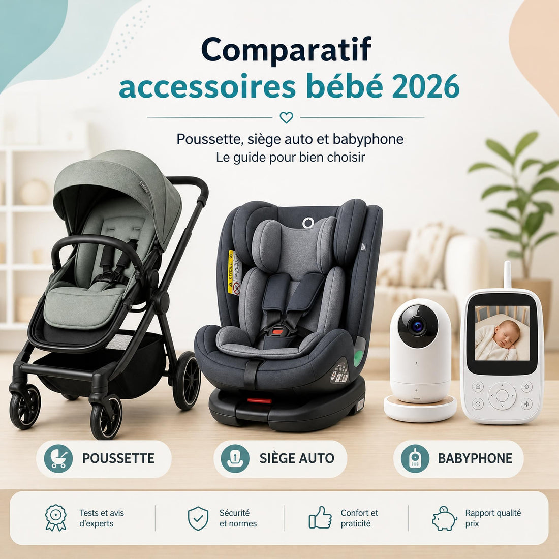 Poussette, siège auto, babyphone : le comparatif ultime pour choisir les meilleurs accessoires bébé en 2026