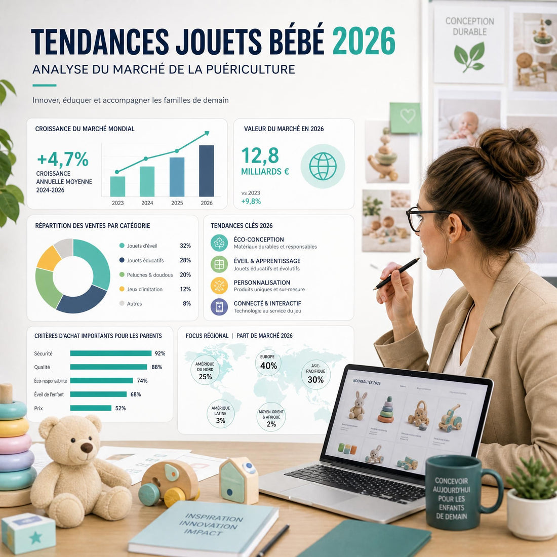Ce que les experts prédisent pour l'univers bébé en 2026 : jouets, chambre, vêtements et cadeaux naissance