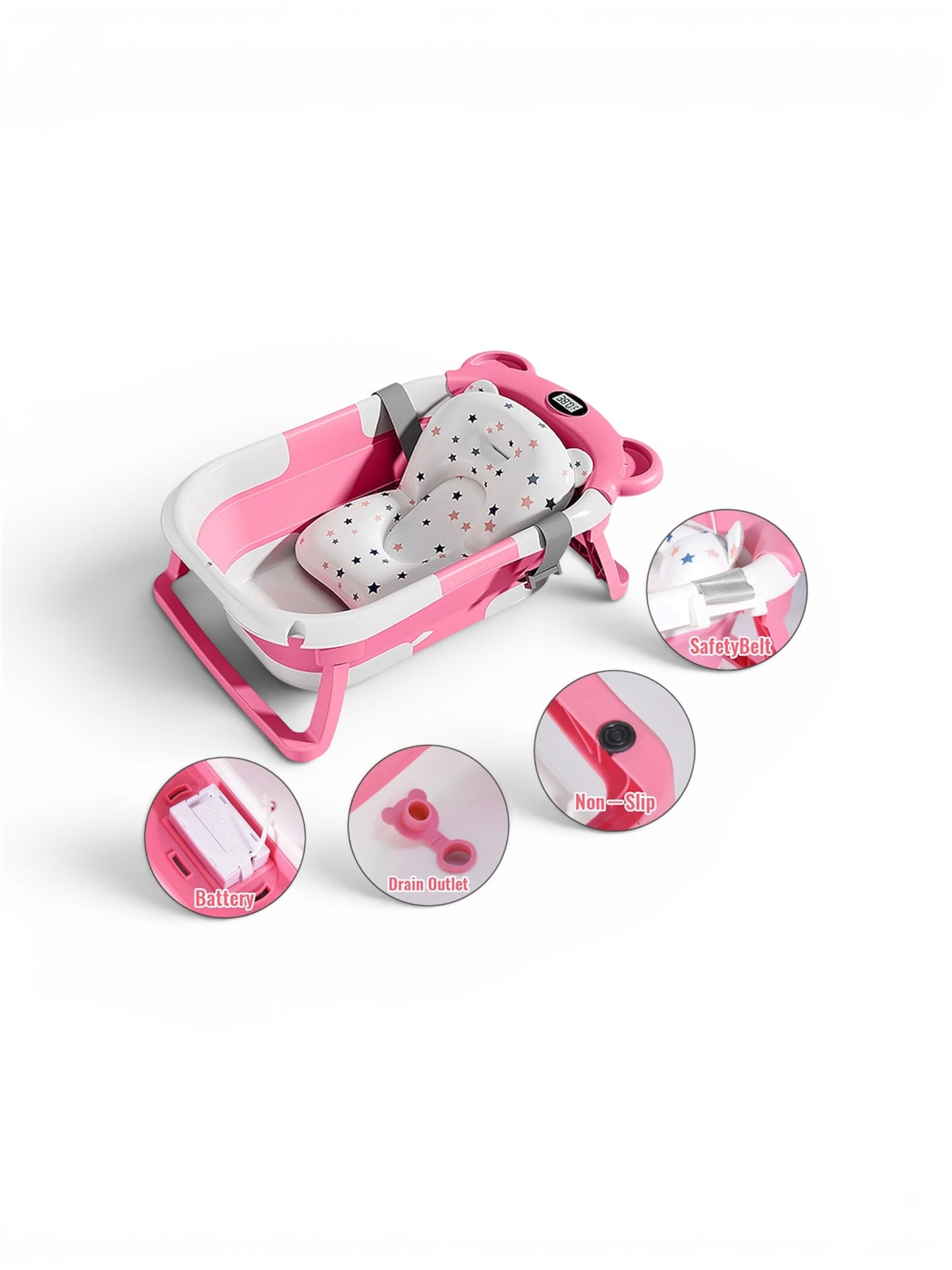Baignoire Bébé Pliante avec Thermomètre Intégré