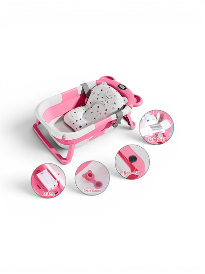 Baignoire Bébé Pliante avec Thermomètre Intégré