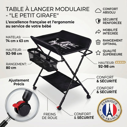 Table à Langer Pliante avec Rangements & Roulettes