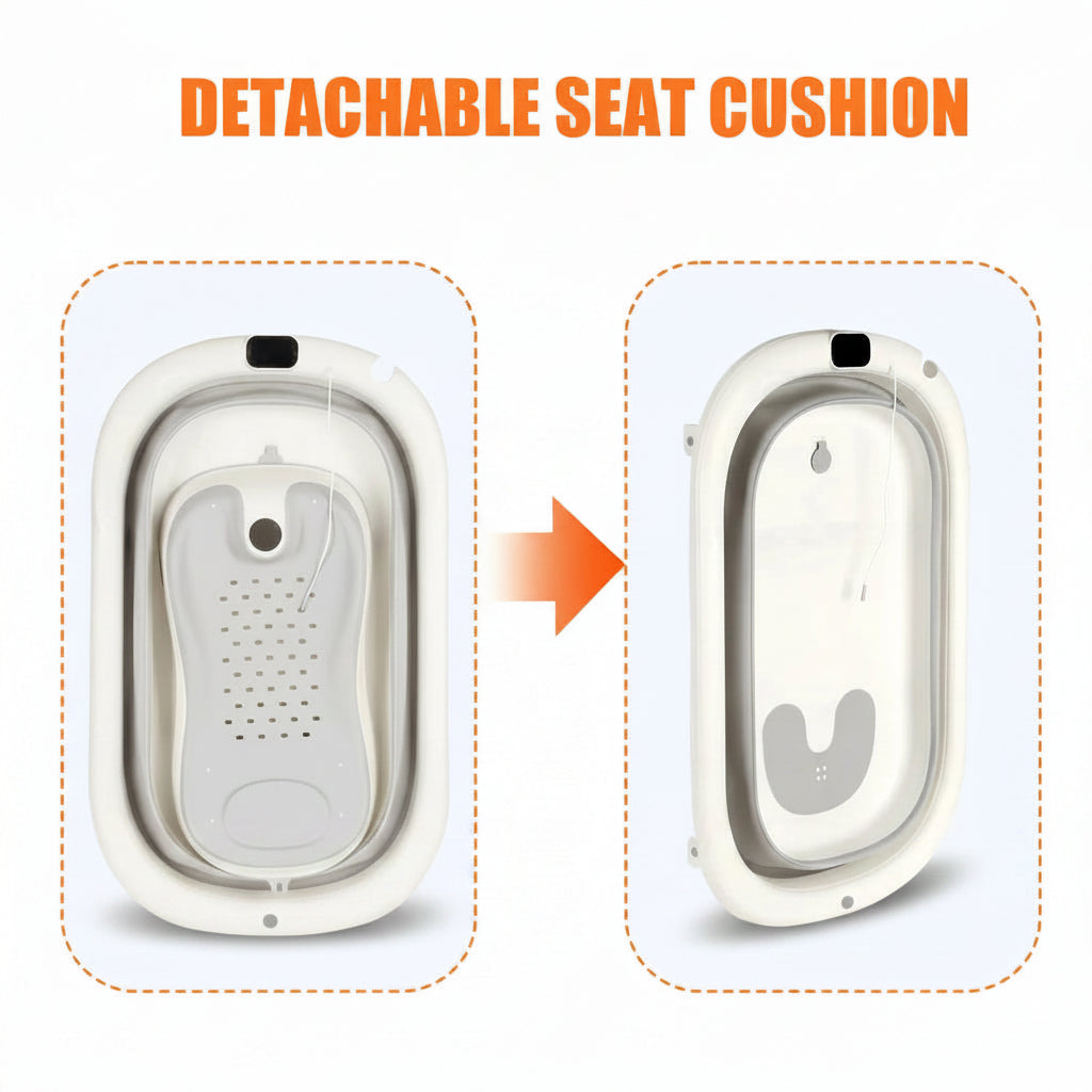 Baignoire Pliable pour Bébé et Nouveau-Né, Inclus Transat De Bain & Thermomètre Intégré, Confortable pour Les Bébés de 0 à 3 Ans, Gris/Rose/Kaki/Vert