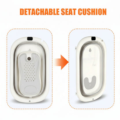 Baignoire Pliable pour Bébé et Nouveau-Né, Inclus Transat De Bain & Thermomètre Intégré, Confortable pour Les Bébés de 0 à 3 Ans, Gris/Rose/Kaki/Vert
