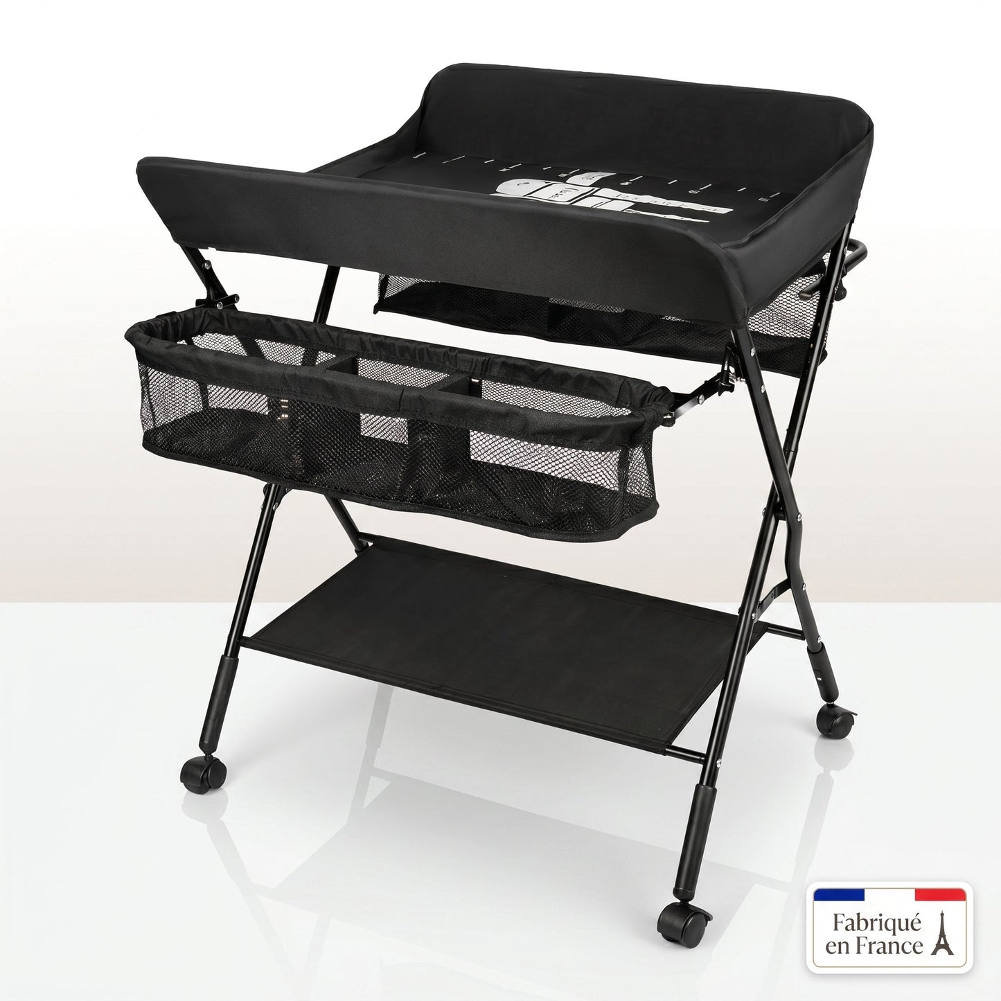 Table à Langer Pliante avec Rangements & Roulettes