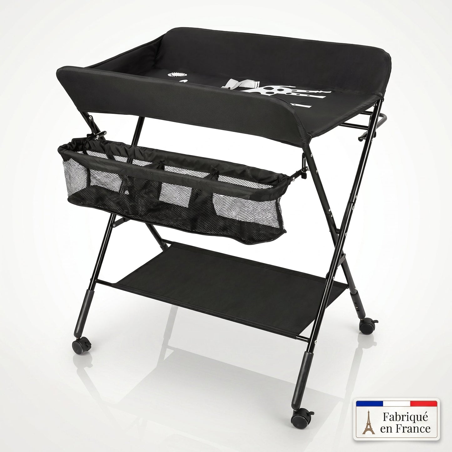 Table à Langer Pliante avec Rangements & Roulettes