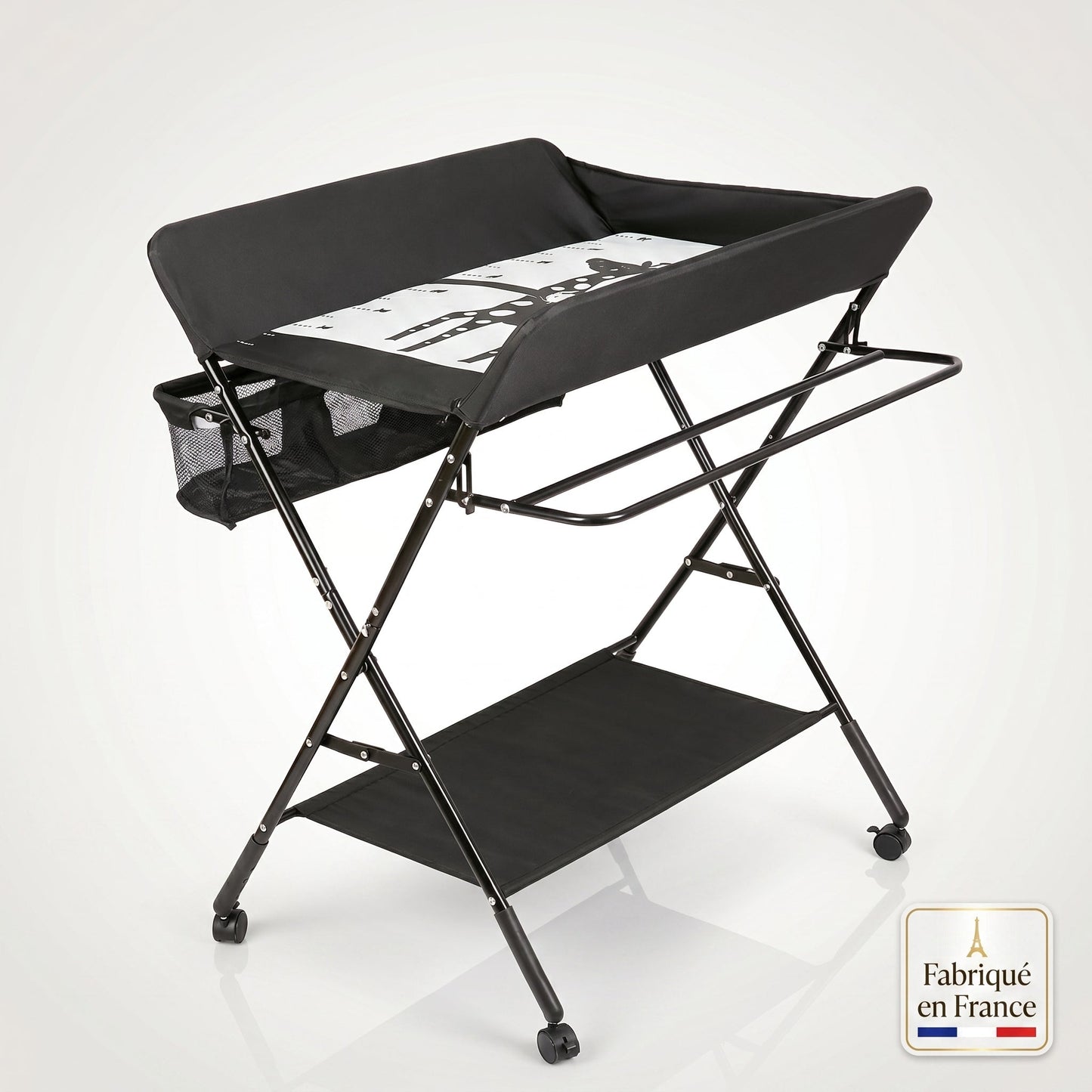 Table à Langer Pliante avec Rangements & Roulettes