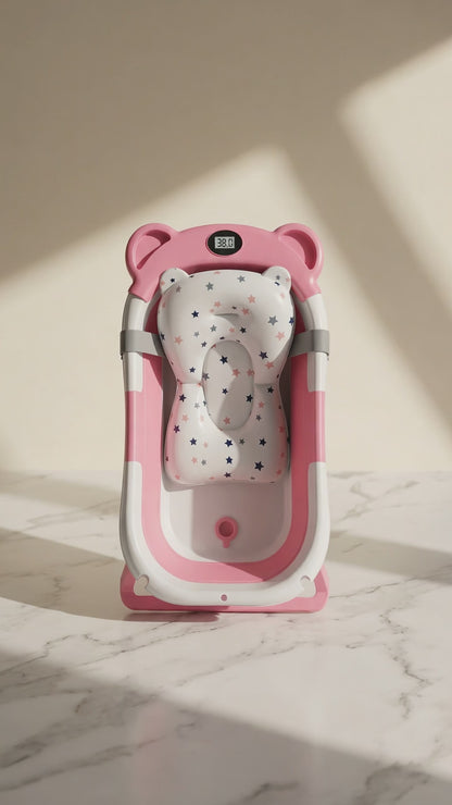Baignoire Bébé Pliante avec Thermomètre Intégré