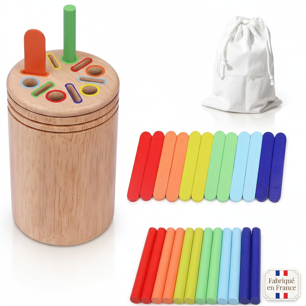 Jouet d'Apprentissage en Bois Montessori FLOKY – Éveil Sensoriel 2-5 ans